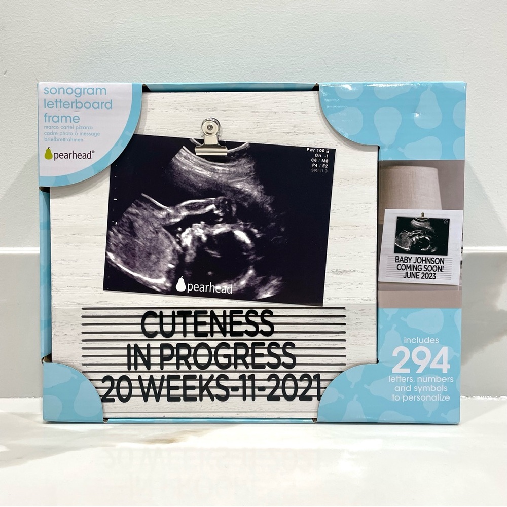 🟤2/$25 NEW Pearhead Wooden Sonogram Letterboard Photo Frame
